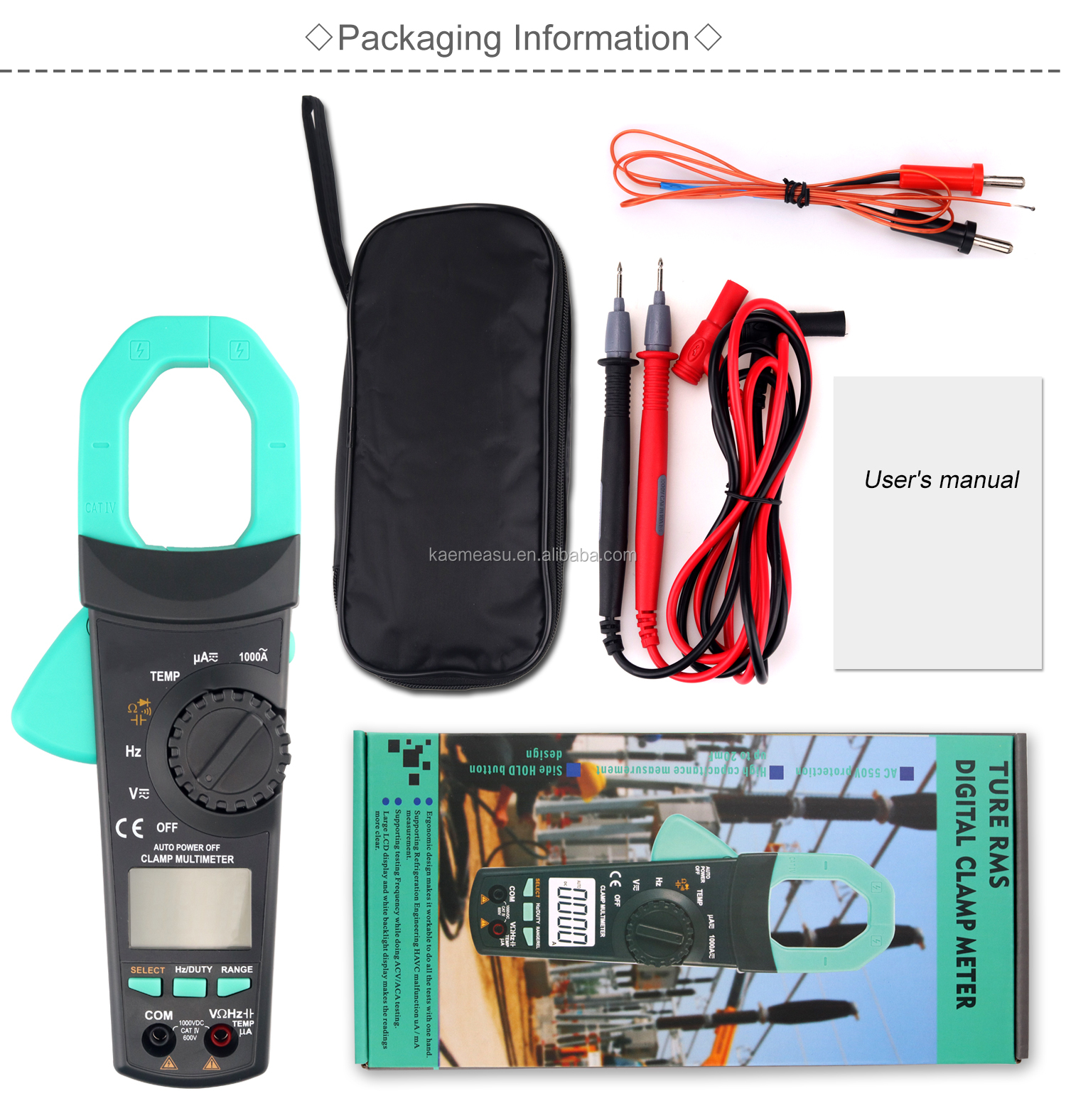 903 Clamp Meter 6000 Counts Auto Rnage Multimeter AC DC Voltage Tester Continuity Buzzer 1000v Multimeters