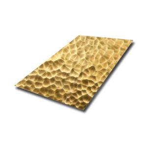 China 201 304 Hammered Design Stainless Steel Embossed Sheet PVD Gold color Decorative Plates wholesale