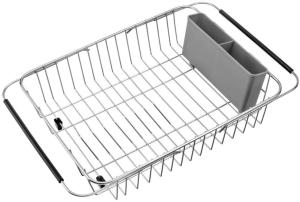China 304 Stainless Steel Kitchen Sink Accessories Pull Out Dish Drying Basket Shelf wholesale