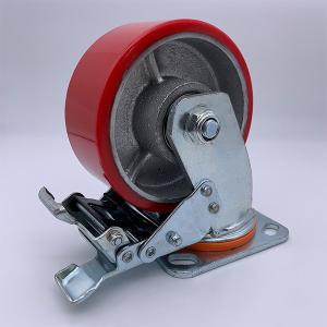 China 4 Inch Polyurethane Wheel on Steel Hub with Top Lock Brake Caster wholesale