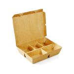 Disposable 5 Squares Wood Pulp Paper Lunch Box for Eco-friendly Fast Food