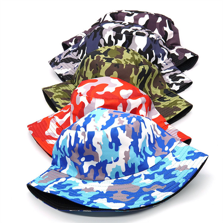 Fashion Women Men Camouflage Bucket Hat Outdoor Sport hat with full printing pattern