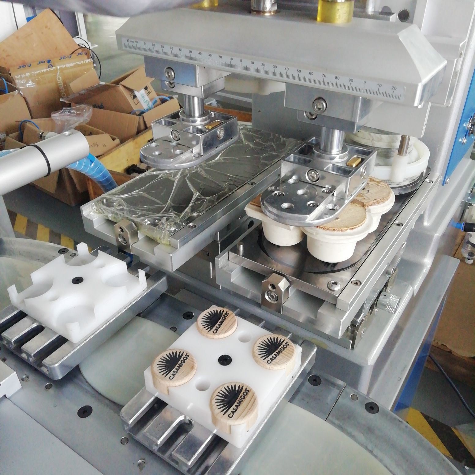 Two Color 220V Wooden Plastic Bottle Cap Pad Printing Machine
