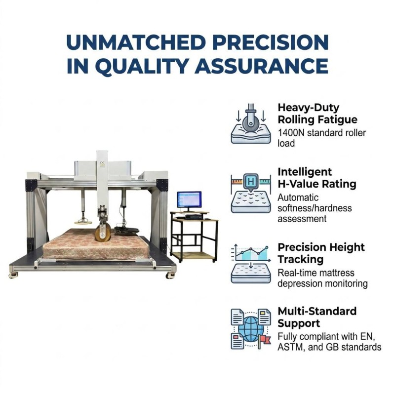 Industrial Mattress Integrated Testing Machine Mattress Hardness and Roller Endurance Tester for Lab