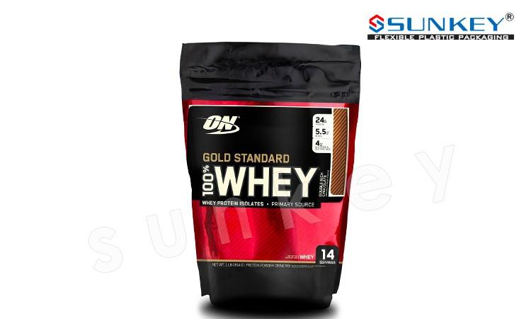 Whey Protein Coffee Tea Packaging Aluminum Foil Clear Stand Up Pouch With Zipper
