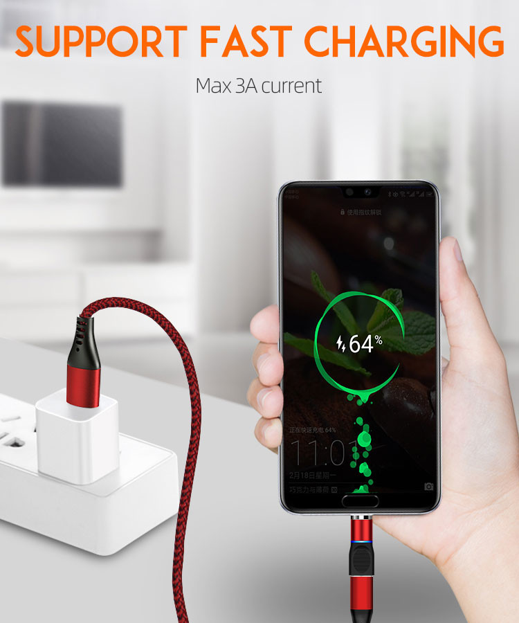 3 In 1 3A Magnetic USB Charging Cable Pure Oxygen Free Copper
