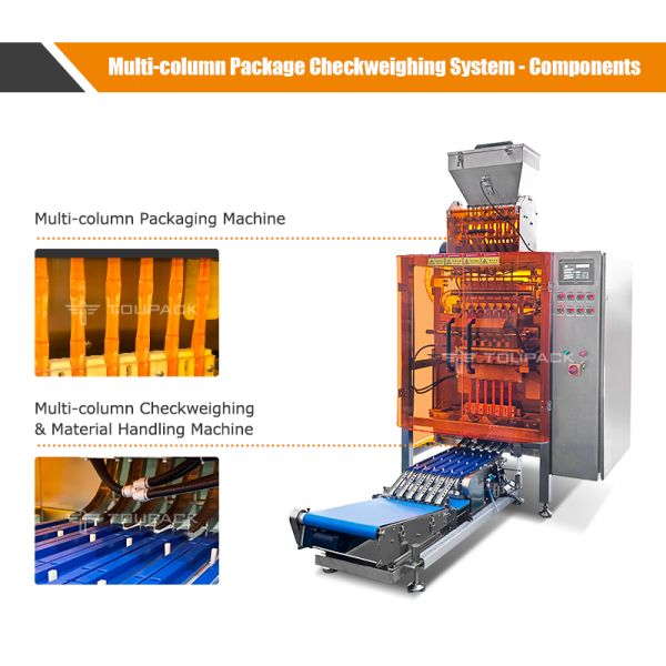Multi-Column Packing Machine with Integrated Checkweigher and Cartoner