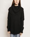 Women's 55% nylon/35% acrylic/10% wool knitted pullover cowl neck sweater