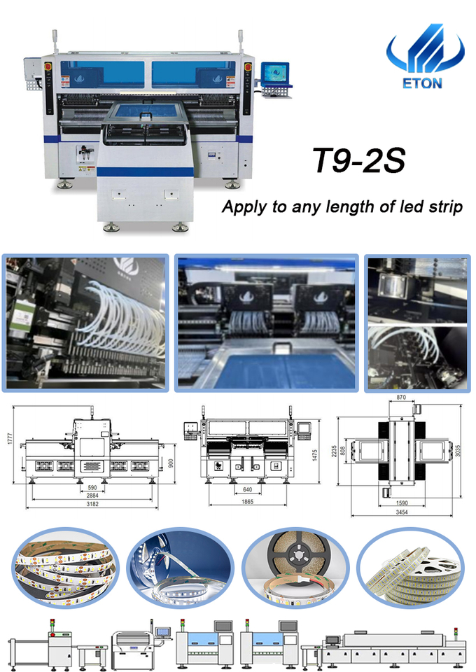 LED Strip SMT Pick And Place Machine T9-2S 500000 CPH Mounting Speed 2
