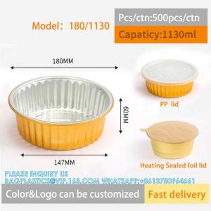 China 180mm Diameter 1130ml Oblong Take-Out Foil Pan Ovenable Aluminum Foil Pan Container With Lid And Aluminium Foil Food wholesale
