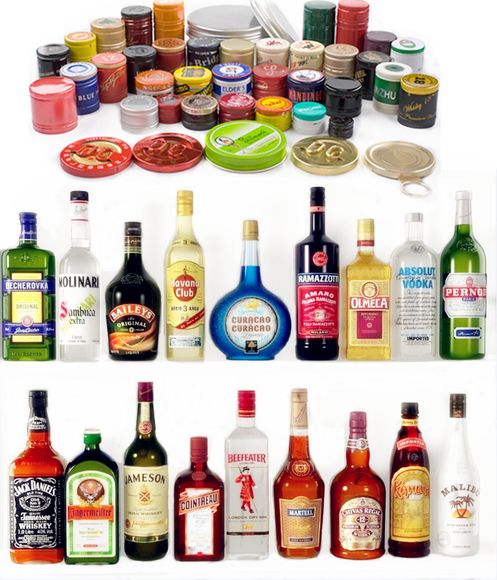 Offset Printing Plastic Ring Whisky Bottle Caps Tamper Evident Liquor Bottle Closures