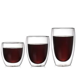 China Egg Shaped 250ml 350ml 450ml Double Glass Water Cup wholesale