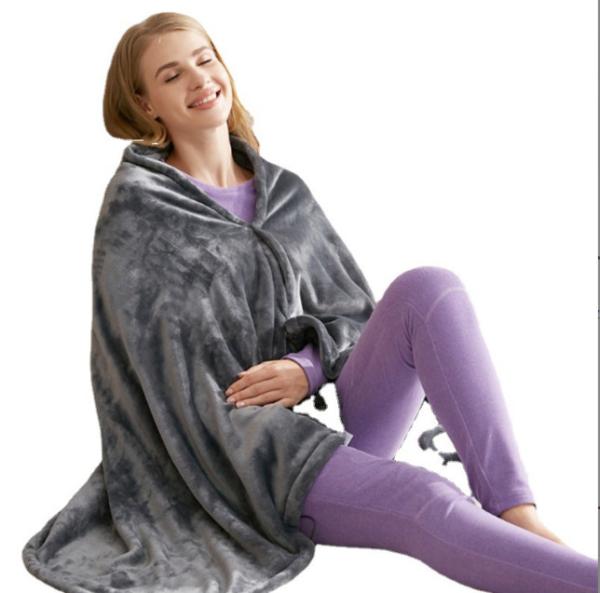 Electric Outer Shawl Blanket Coral Velvet Warm Wrap Cape Cloak Usb Charging