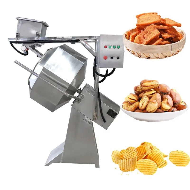 Snack Coated Peanut Drum Type Frying Food Flavor Coating Mix And Seasoning Machine For Chip