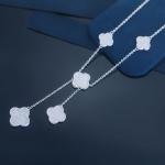 Polished Sterling Silver Four Leaf Clover Necklace 925 CZ Necklace