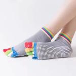 Grip Five Toe Cotton Yoga Plain Coloured Socks Non Slip