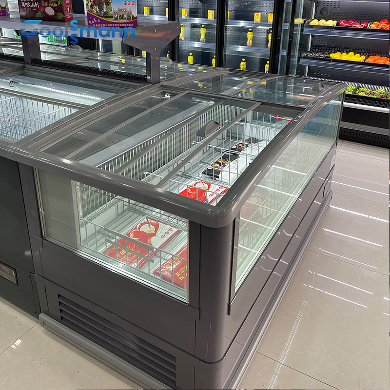 300L Auto Defrost Island Freezer , Energy Saving Sliding Door Freezer