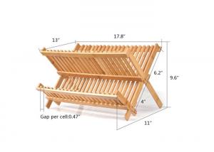 China Collapsible Compact Dish Drying Rack Bamboo Wooden Dish Rack Plate Rack wholesale