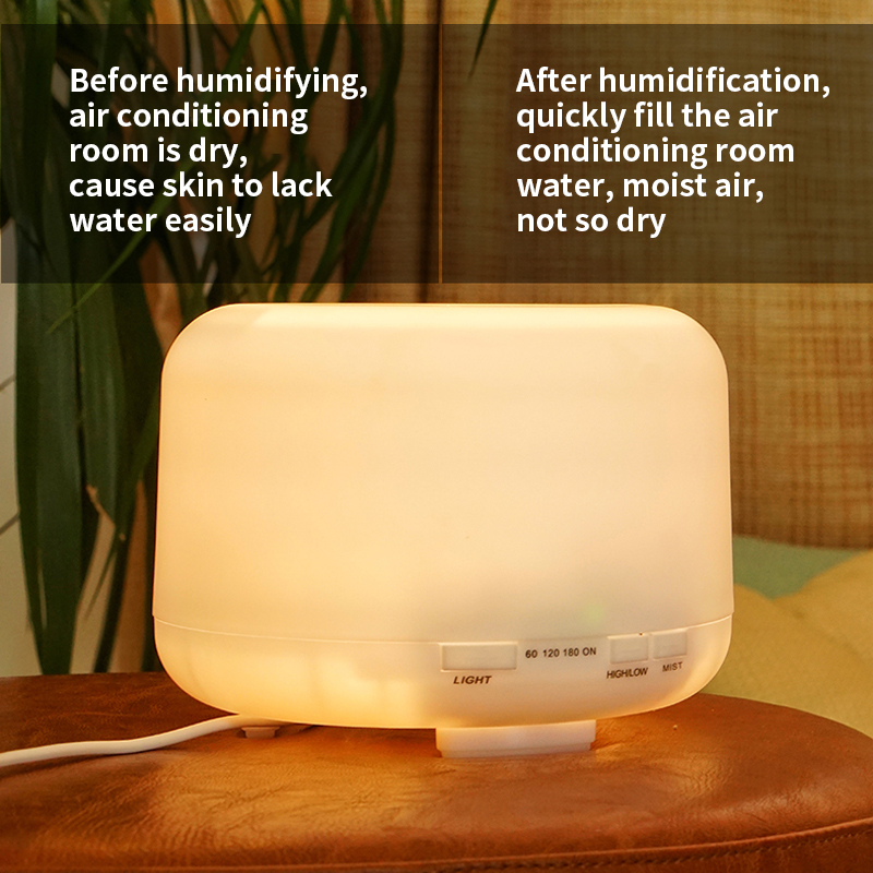 500ml Ultrasonic Aromatherapy Machine Cool Mist Maker Quiet Design Essential Oil Diffuser with Colorful Night Light