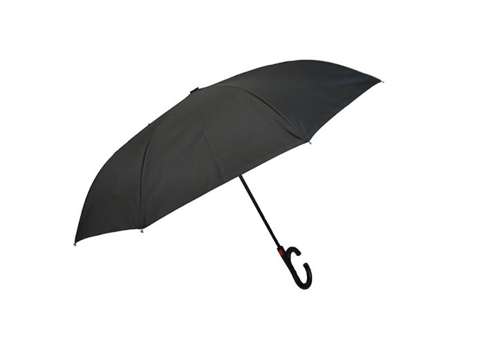 8 Panel Pongee 190T Windproof Inverted Umbrella For Car Handle Fiberglass Ribs Frame