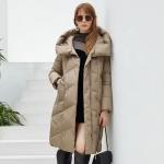 Winter Long Thick Padded Coat Women Printed Fabric Coat Fashion Casual Belted