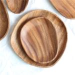 Customized Acacia Wood Serving Platter Printed Lacquer Wooden Food Serving