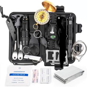 China Black Outdoor Camping Emergency Survival Tool Kit First Aid Kit Shipping Cost Included wholesale