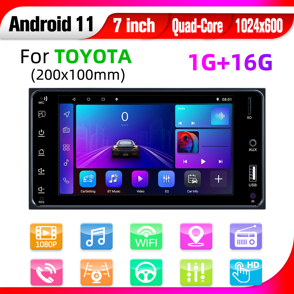 7 Inch Toyota Android Car Stereo 200*100mm Touch Screen Apple Carplay