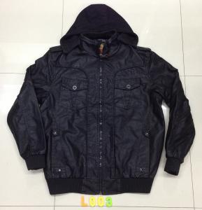 China L003 Men's black pu jacket coat stock wholesale