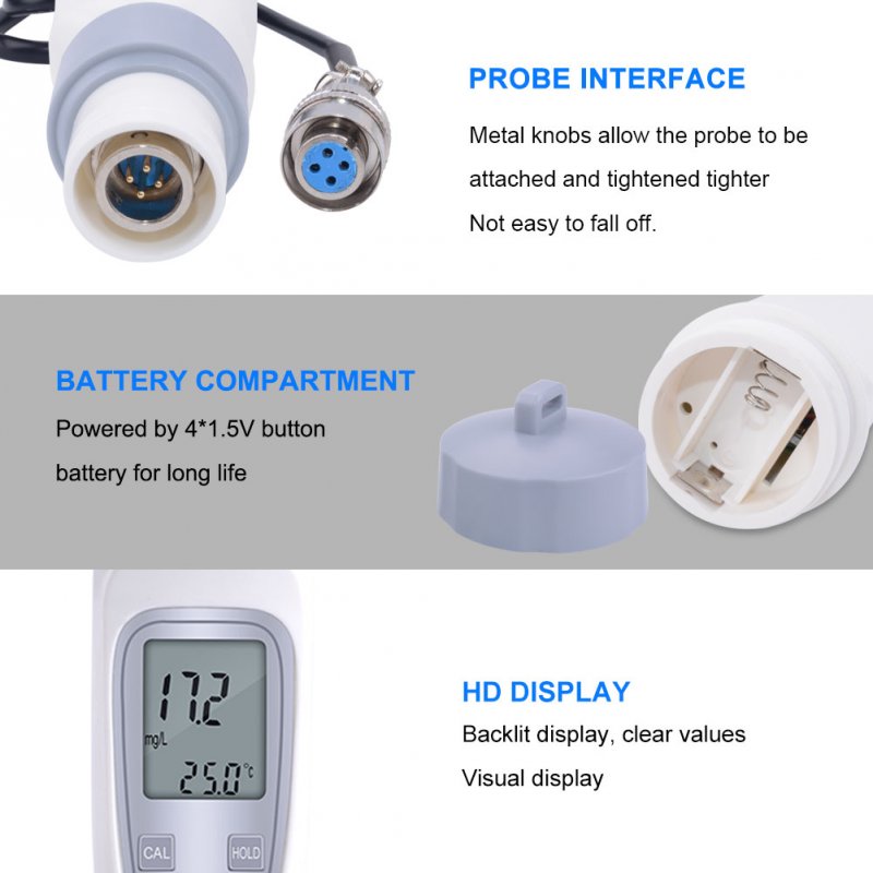 Yieryi JPB-70A Portable Digital Dissolved Oxygen Meter with 0-20mg/L Test Range and Automatic Temperature Compensation