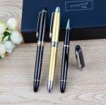 promo metal bank pen,metal Gel ink roller pen with cap