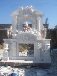China Large marble fireplace mantel on sale