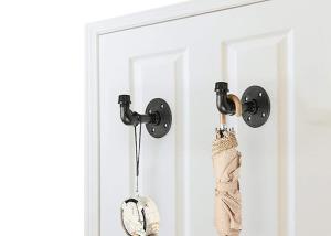 China Black Pipe Clothing Rack Wall Mounted Threaded Connection For Home Decoration wholesale