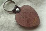 Key Shaped Souvenir Brown Leather Keyring Chain , Custom Colorful Printing Logo