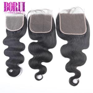 China Body Wave Raw Virgin Human Hair Transparent Lace Closure Natural Color Free Part wholesale