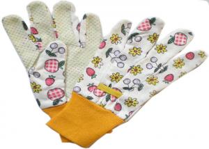 China Drill PVC Polar Dots Printed Cotton & Polyester Women Gardening Working Gloves 9.5