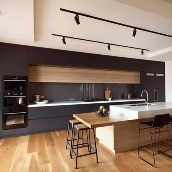 Corner Kitchen MDF Cabinets Pantry White Black Modular