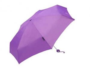 China Purple Folding Compact Windproof Umbrella 3 Section 190T Ployester Fabric wholesale