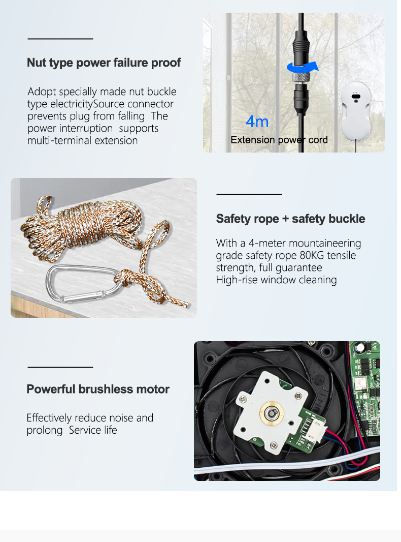 Electric Glass Window Cleaner Robot with Silk Screen Printing and Anti-Falling Control