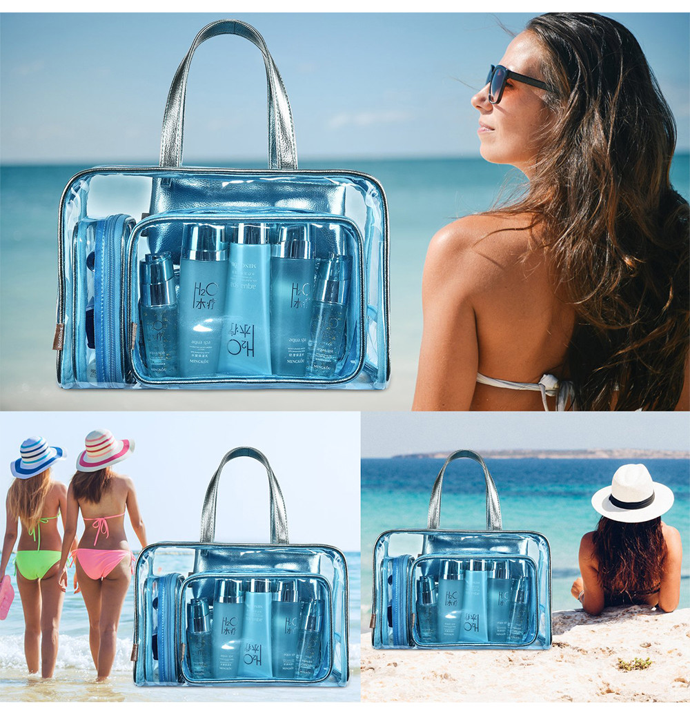 Girls Leather PVC Cosmetic Toiletry Bags For Vacation
