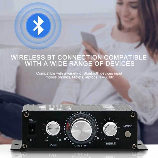 AK-270 12V 30W+30W 2.0 Channel Bluetooth Power Amplifier for Home Theater