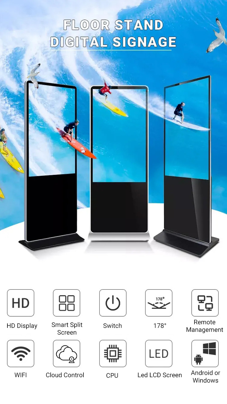 Waterproof High Definition Outdoor Signage Display Android Exhibition Floor Standing