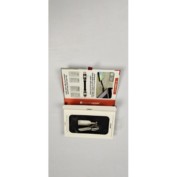 Electronic Product Cable Rigid Packaging Box Magnet Flip Cover with Ribbon Handle
