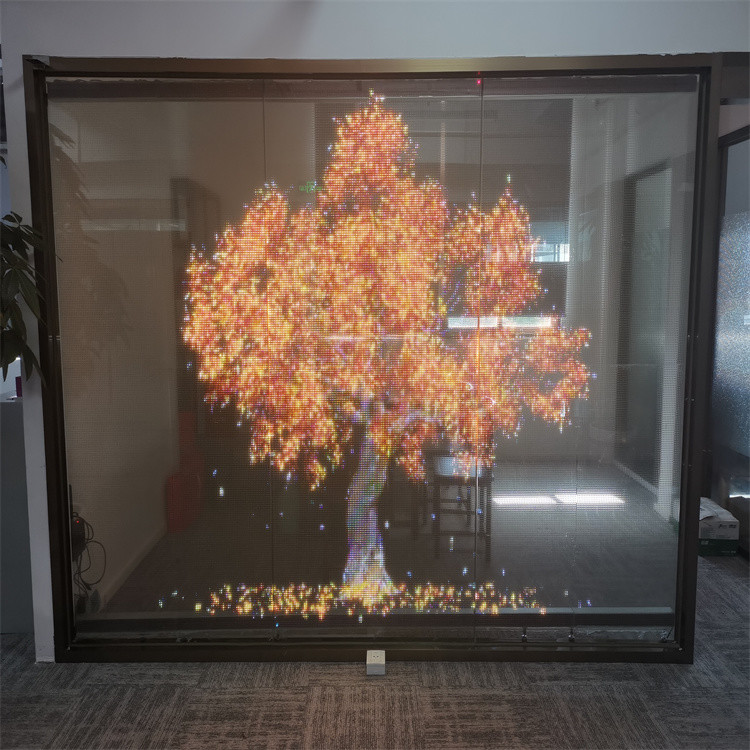 Hot selling ultra-thin color flexible LED transparent film screen for shopping mall glass or shop windows