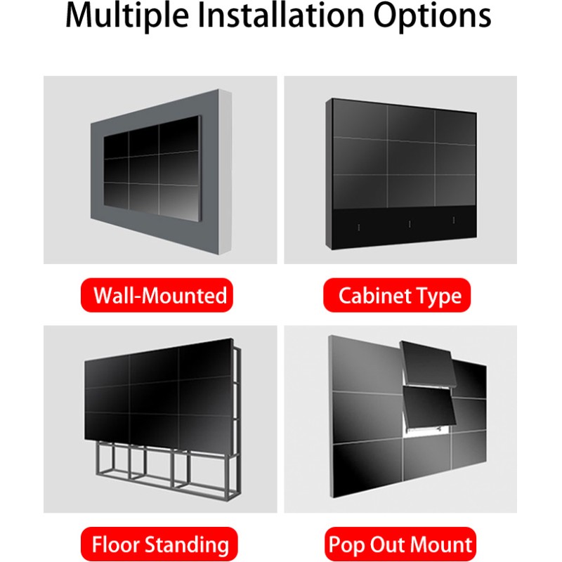 Ultra Slim 4K Customizable Size LCD Advertising Screen Splicing Panel Indoor Video Wall Animation Graphics for Subway Airport