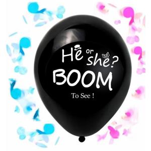 China 2x Giant Black Latex Gender Reveal Confetti Balloon wholesale