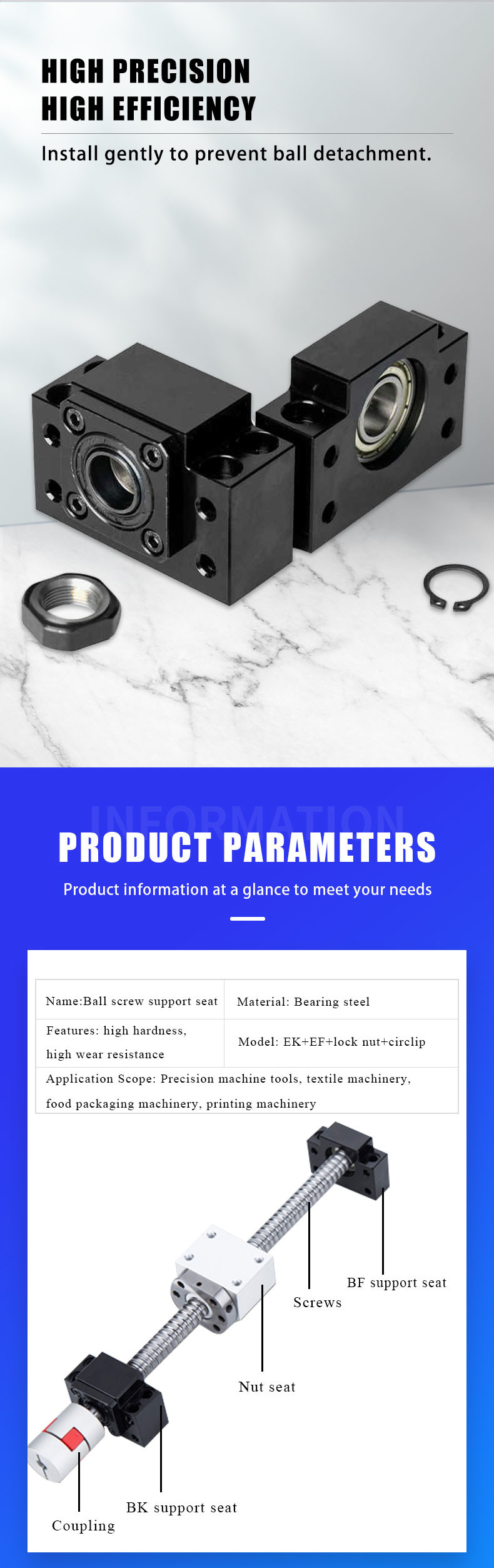 BK / BF Ball Screw Support Units Customized Ball Screw Support Bearing