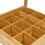 oem bamboo wooden tea box with 12 compartments and clear window