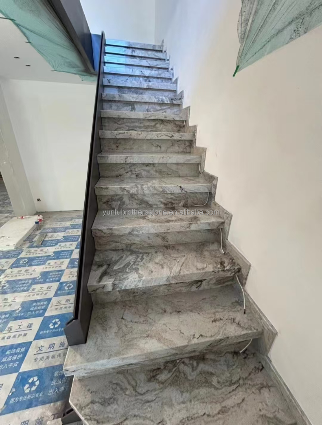Hotel Stair Step and Floor Decoration Italy Natural Brown Marble Tiles with River Vein