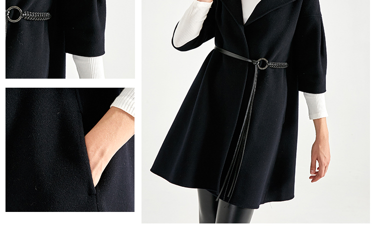 Half Sleeves Women Woolen Dress Coat Wool Jackets For Autumn Winter
